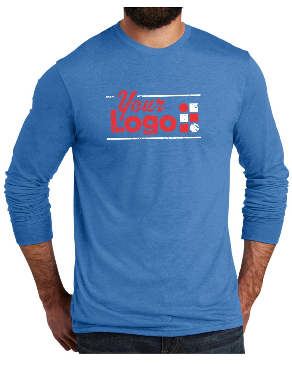 Allmade L/S Tri-Blend Custom T-Shirt, color: Azure Blue