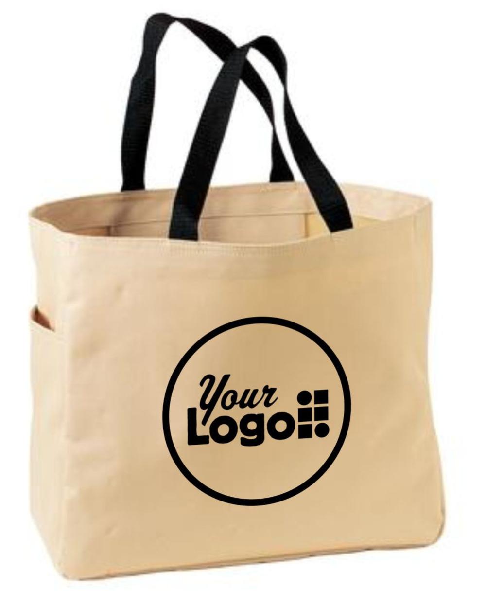 Port Authority Essential Custom Tote Bag, color: Stone