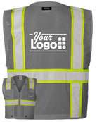 Kishigo Unisex EV Series Enhanced Visibility Multi-Pocket Mesh Custom Vest, color: Grey/Lime