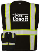 Kishigo Unisex EV Series Enhanced Visibility Multi-Pocket Mesh Custom Vest, color: Black/Lime