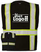 Kishigo Unisex EV Series Enhanced Visibility Multi-Pocket Mesh Custom Vest, color: Black/Lime