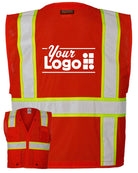 Kishigo Unisex EV Series Enhanced Visibility Multi-Pocket Mesh Custom Vest, color: Red/Lime