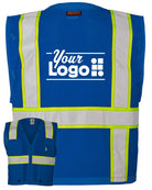 Kishigo Unisex EV Series Enhanced Visibility Multi-Pocket Mesh Custom Vest, color: Royal Blue/Lime
