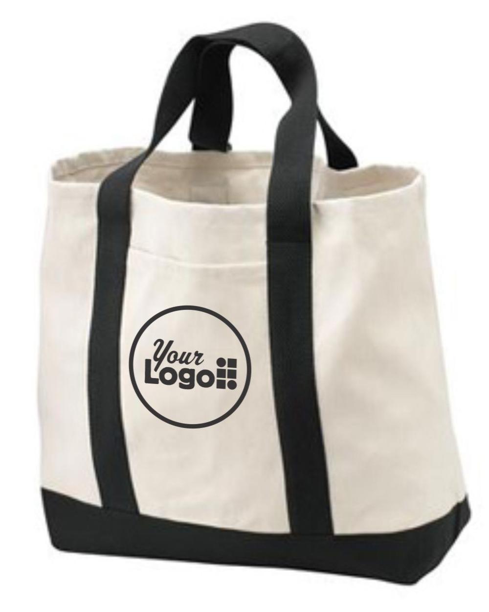 2-Tone Shopping Tote Custom Bag, color: Natural/Black