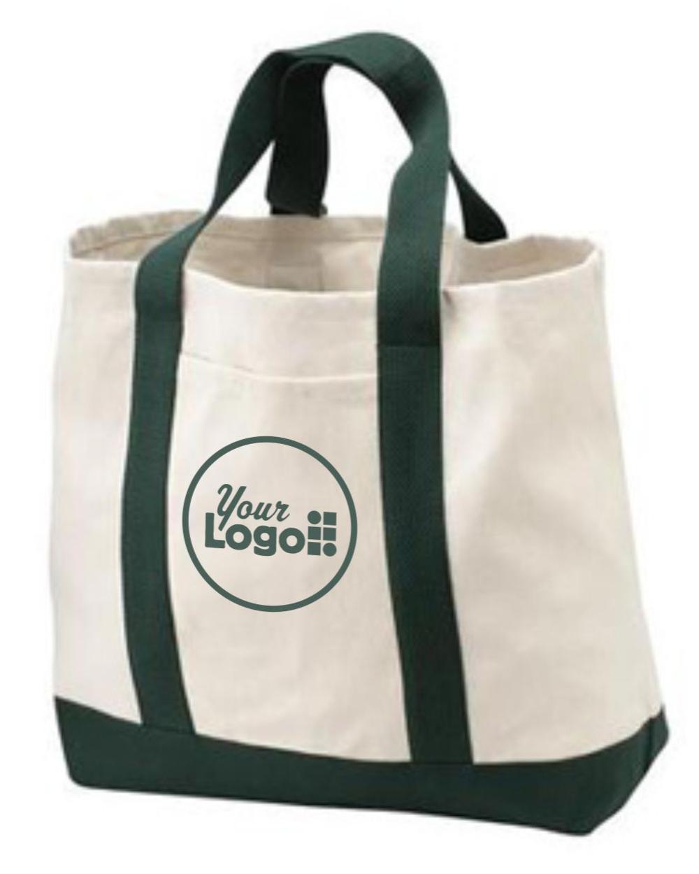 2-Tone Shopping Tote Custom Bag, color: Natural/Spruce
