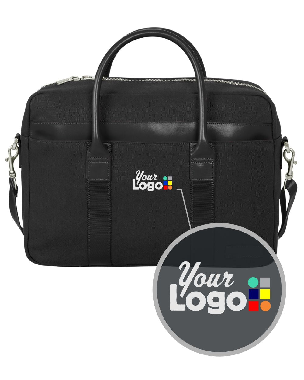 Brooks Brothers Wells Briefcase Custom Laptop Bag, color: Black