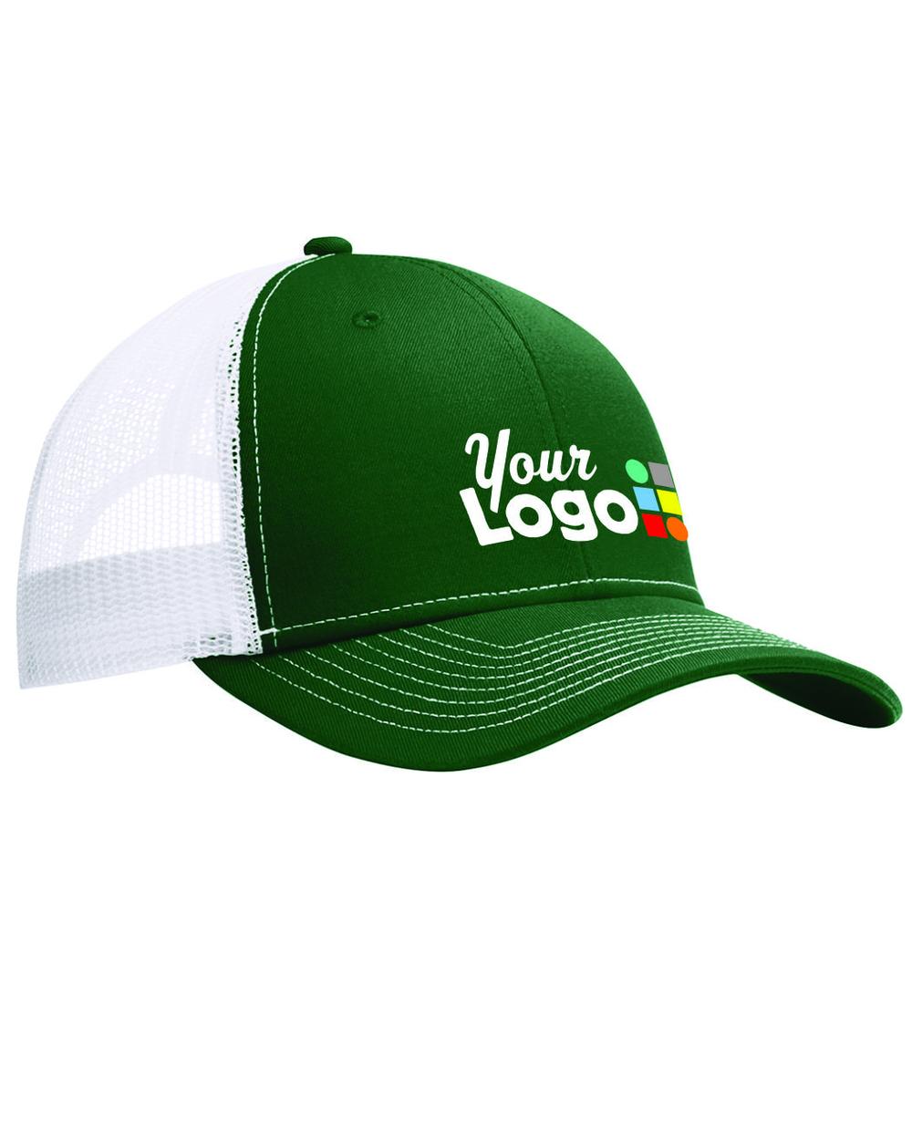 Port Authority Snapback Trucker Custom Cap, color: Forest Green/White