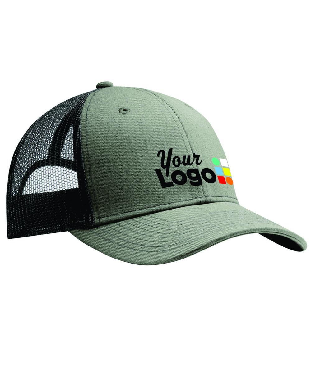 Port Authority Snapback Trucker Custom Cap, color: Heather Grey/Black