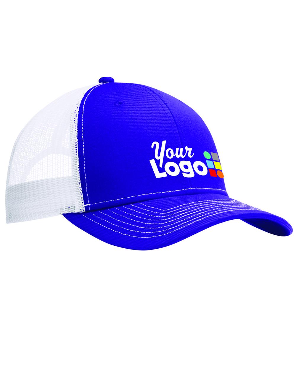 Port Authority Snapback Trucker Custom Cap, color: Purple/White