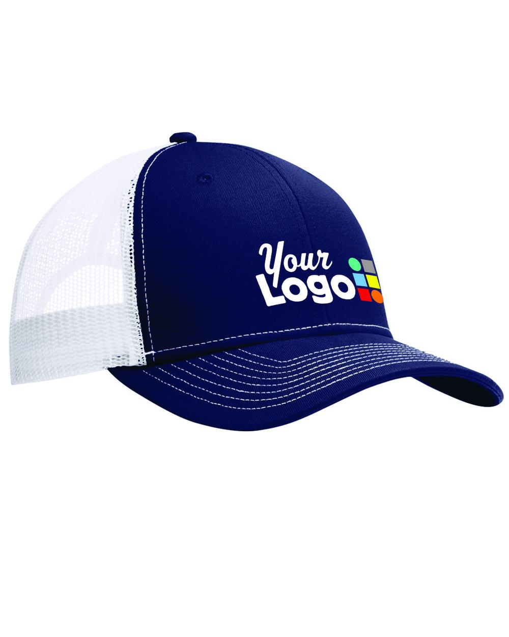 Port Authority Snapback Trucker Custom Cap, color: True Navy/White