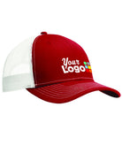 Port Authority Snapback Trucker Custom Cap, color: Flame Red/White