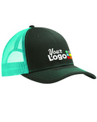 Port Authority Snapback Trucker Custom Cap, color: Grey Steel/Neon Blue