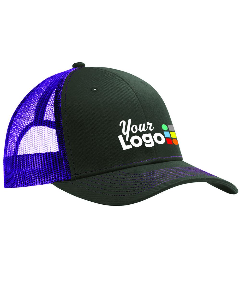 Port Authority Snapback Trucker Custom Cap, color: Grey Steel/Purple