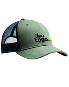 Port Authority Snapback Trucker Custom Cap, color: Heather Grey/Rich Navy