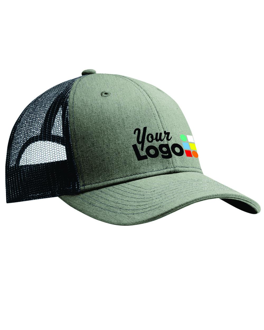 Port Authority Snapback Trucker Custom Cap, color: Heather Grey/Rich Navy