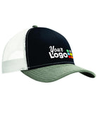 Port Authority Snapback Trucker Custom Cap, color: Rich Navy/Heather Grey/White