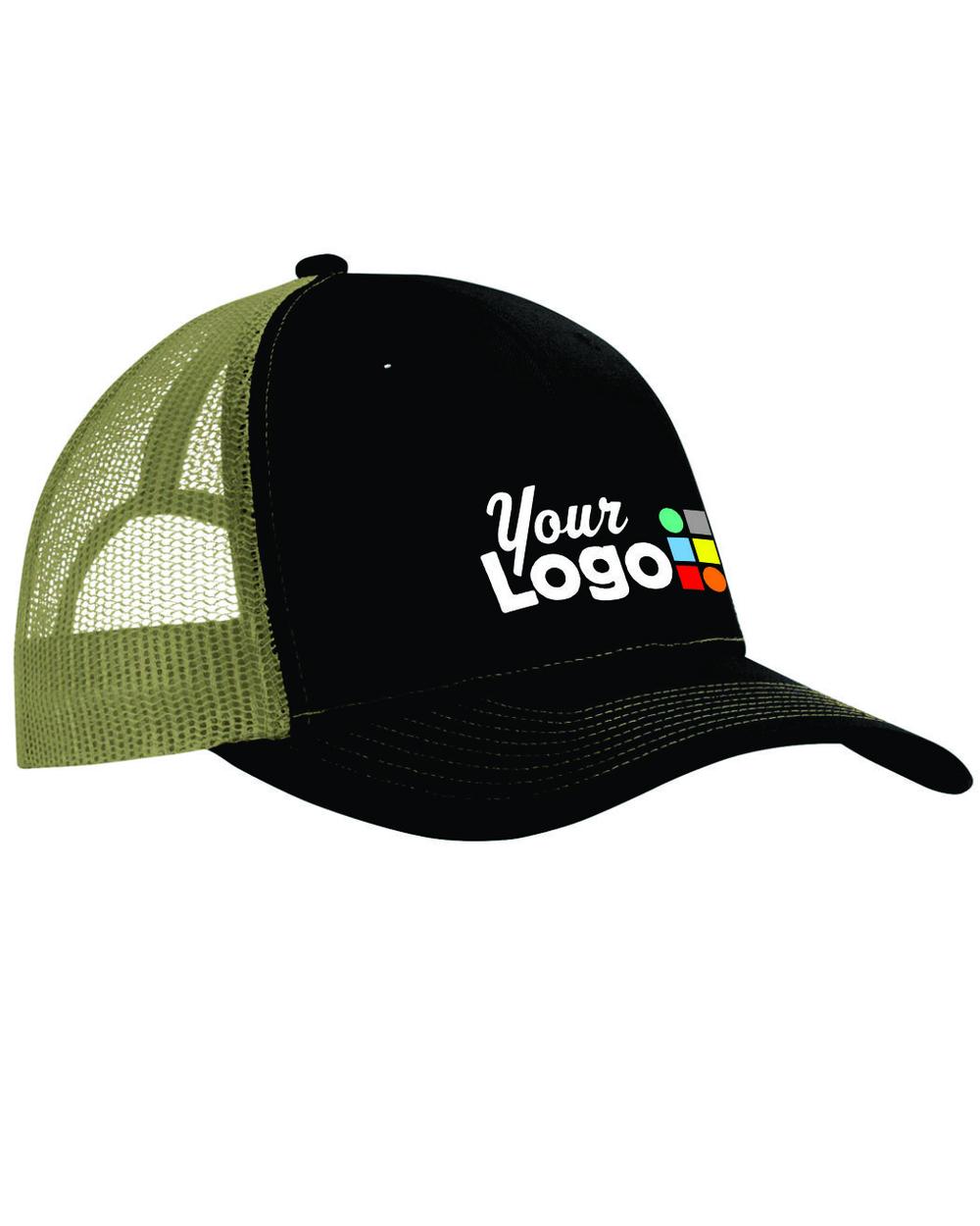 Port Authority Snapback Trucker Custom Cap, color: Black/Tan