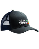 Port Authority Snapback Trucker Custom Cap, color: Grey Steel/True Navy