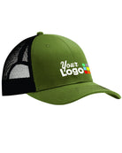 Port Authority Snapback Trucker Custom Cap, color: Olive Drab Green/Black