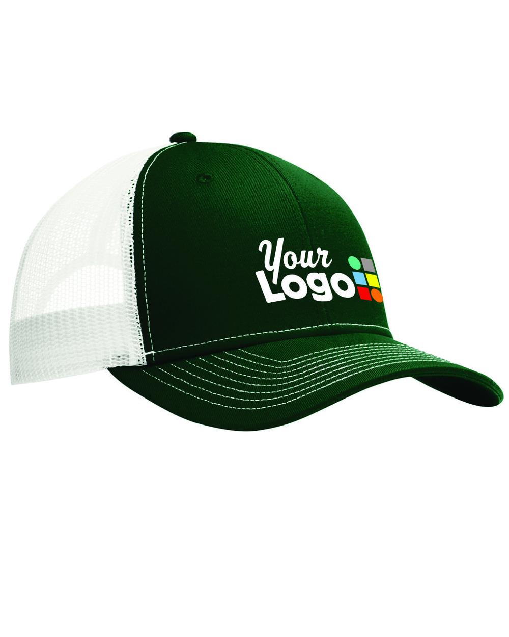 Port Authority Snapback Trucker Custom Cap, color: Dark Green/White