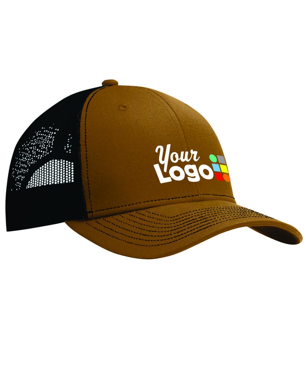 Port Authority Snapback Trucker Custom Cap, color: Duck Brown/Black