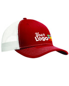 Port Authority Snapback Trucker Custom Cap, color: Flame Red/White