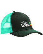 Port Authority Snapback Trucker Custom Cap, color: Grey Steel/Neon Blue