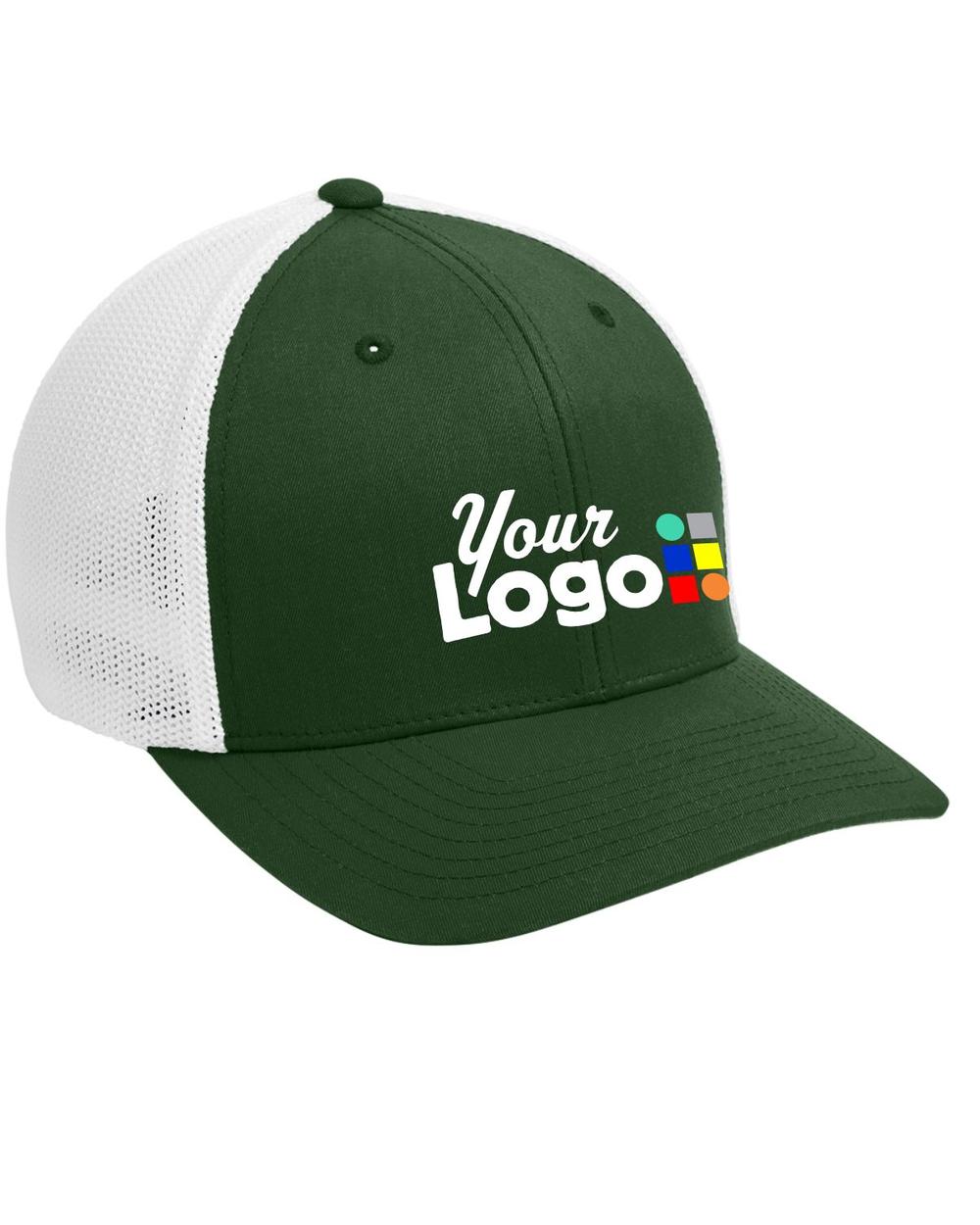 Port Authority MeshBack FlexFit Custom Cap, color: Forest Green/White