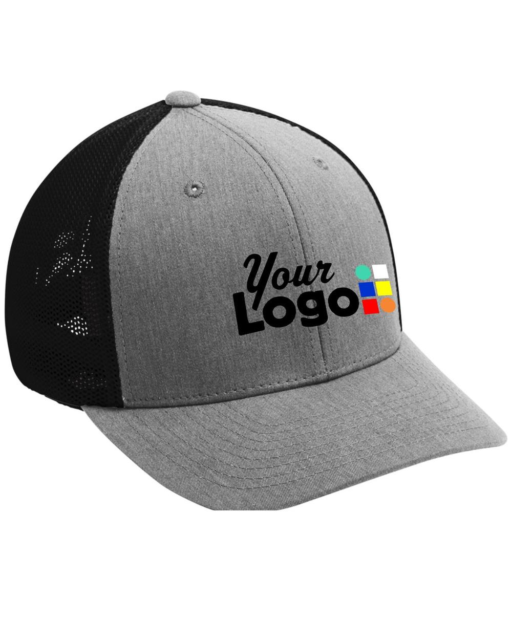 Port Authority MeshBack FlexFit Custom Cap, color: Heather Grey/Black