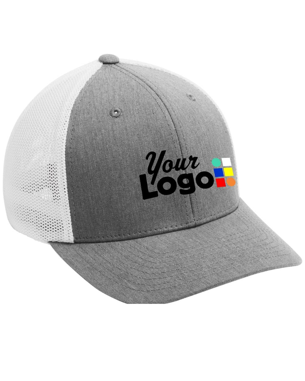 Port Authority MeshBack FlexFit Custom Cap, color: Heather Grey/White