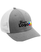 Port Authority MeshBack FlexFit Custom Cap, color: Heather Grey/White