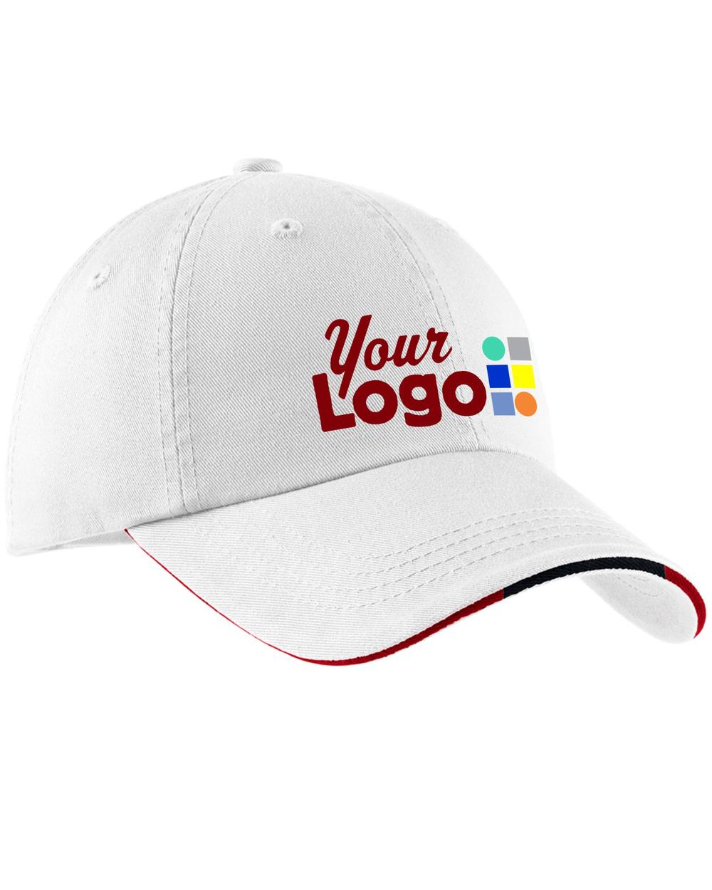 Port Authority Signature Custom Cap, color: White/Classic Navy/Red