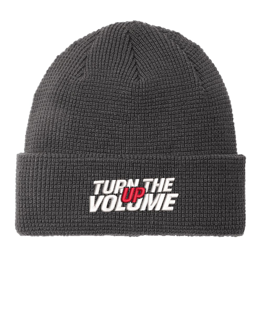 Port Authority Thermal Knit Cuffed Turn The Volume Up Beanie, color: Storm Grey