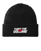 Port Authority Thermal Knit Cuffed Turn The Volume Up Beanie, color: Deep Black