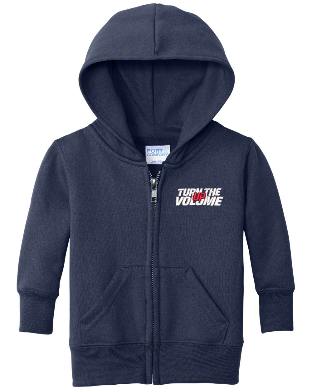 Port & Company Core Fleece Full-Zip Turn The Volume Up Hoodie, color: Navy