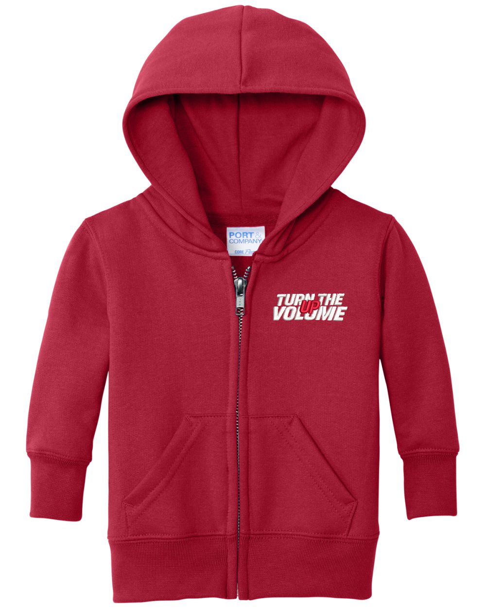 Port & Company Core Fleece Full-Zip Turn The Volume Up Hoodie, color: Red