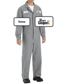 RedKap Button-Front Cotton Custom Coverall, color: Fisher Herringbone