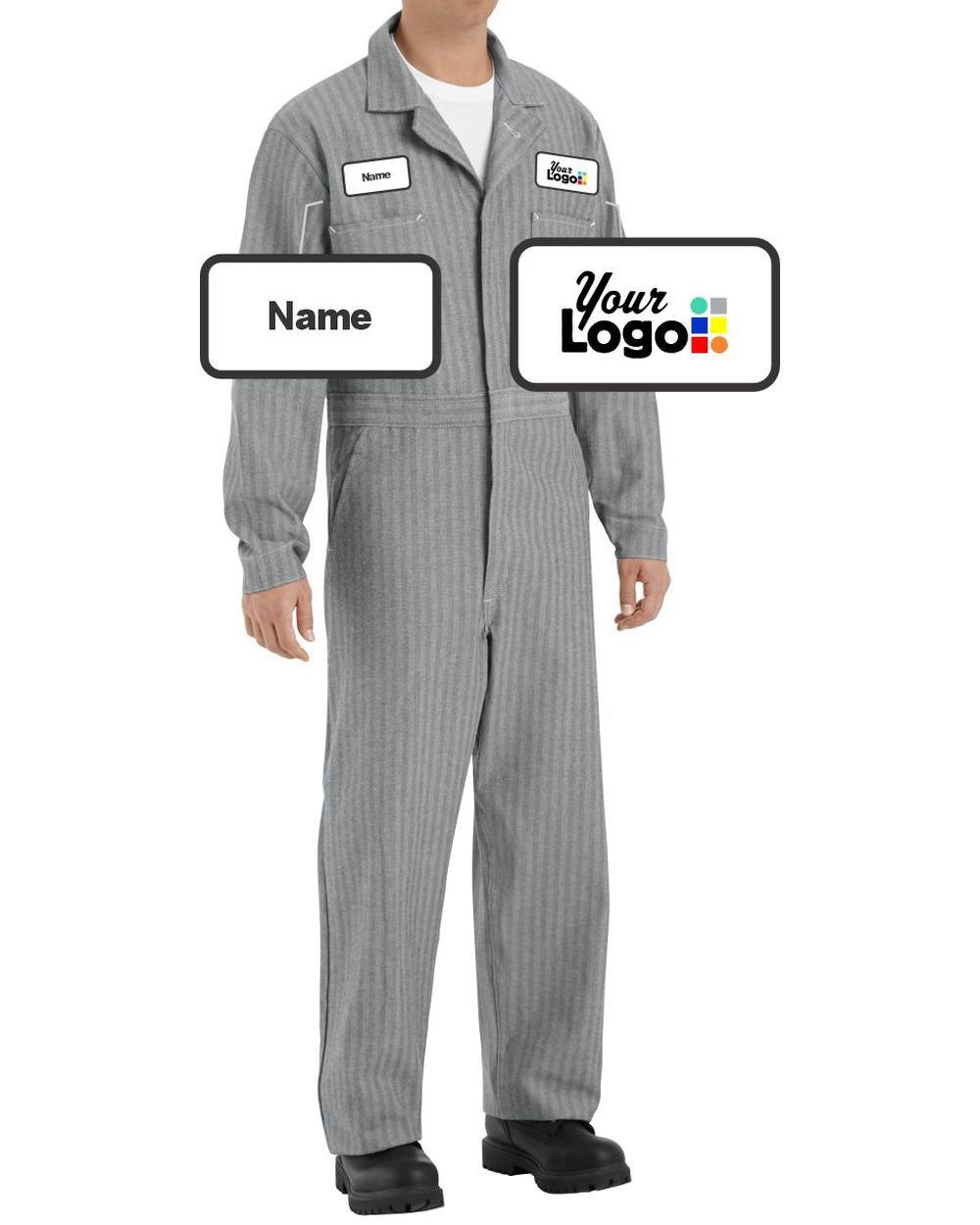 RedKap Button-Front Cotton Custom Coverall, color: Fisher Herringbone