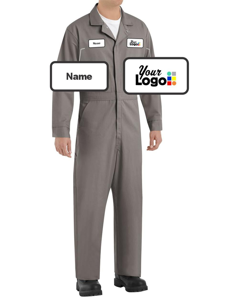 RedKap Zip-Front Cotton Custom Coverall, color: Grey