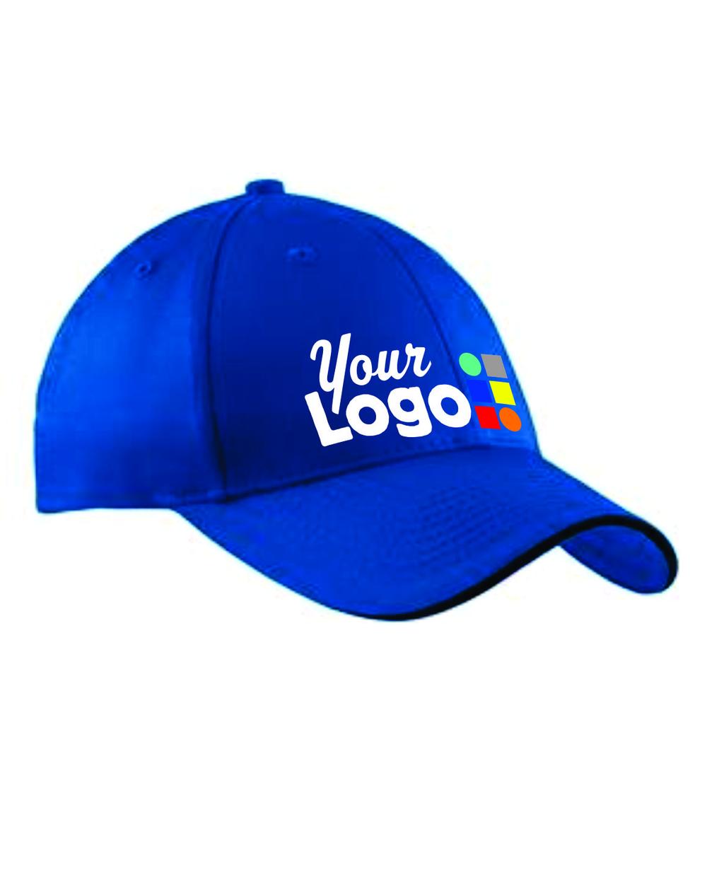 Port & Company Sandwich-Bill Custom Cap, color: Royal/Black