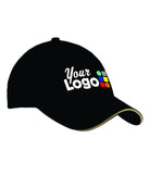 Port & Company Sandwich-Bill Custom Cap, color: Black/Khaki