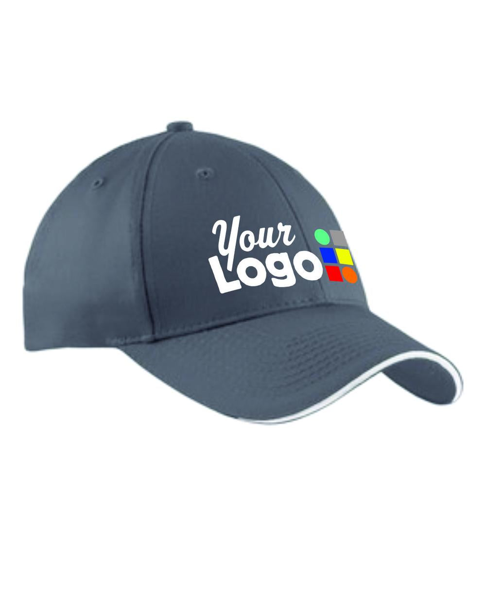 Port & Company Sandwich-Bill Custom Cap, color: Charcoal/White