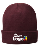 Port & Company Fleece-Lined Knit Custom Beanie, color: Maroon