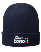 Port & Company Fleece-Lined Knit Custom Beanie, color: Navy