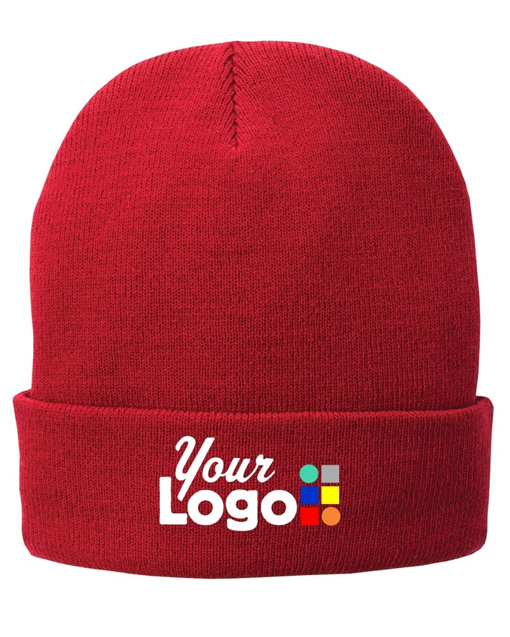 Port & Company Fleece-Lined Knit Custom Beanie, color: Athletic Red