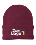 Port & Company Knit Custom Beanie, color: Maroon