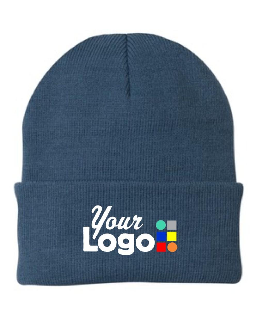 Port & Company Knit Custom Beanie, color: Millennium Blue