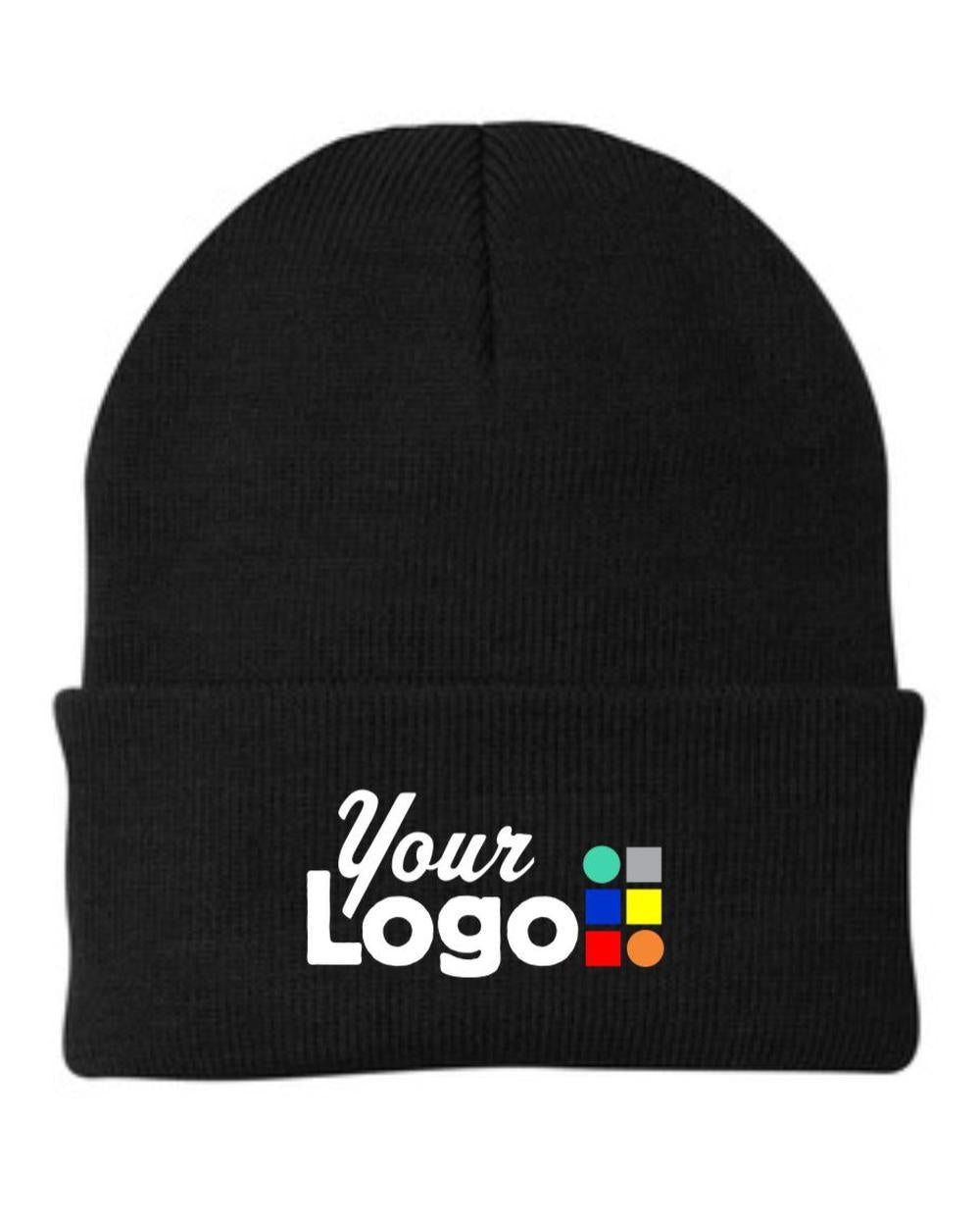 Port & Company Knit Custom Beanie, color: Black