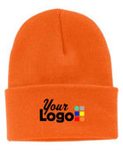 Port & Company Knit Custom Beanie, color: Neon Orange