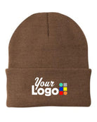 Port & Company Knit Custom Beanie, color: Brown